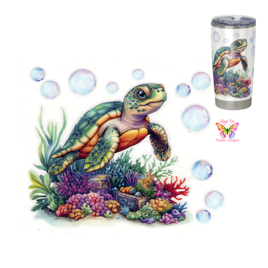 Right Facing Turtle With Bubbles