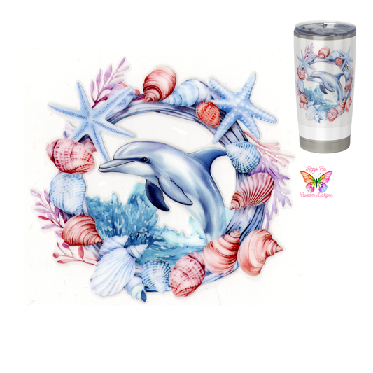 Dolphin with Seashell Wreath