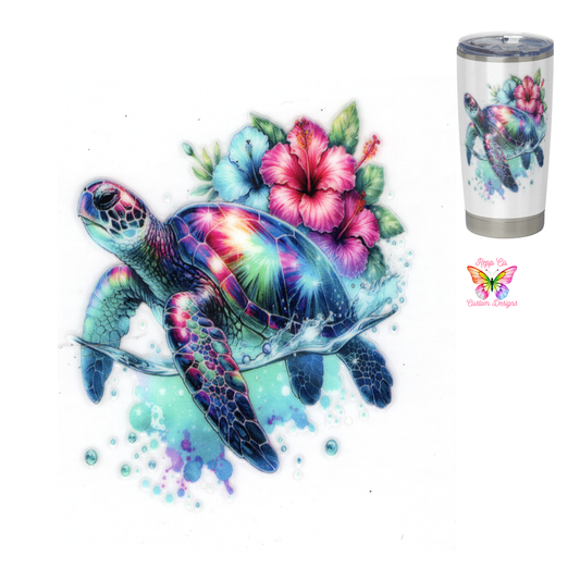 Rainbow Turtle with Flowers