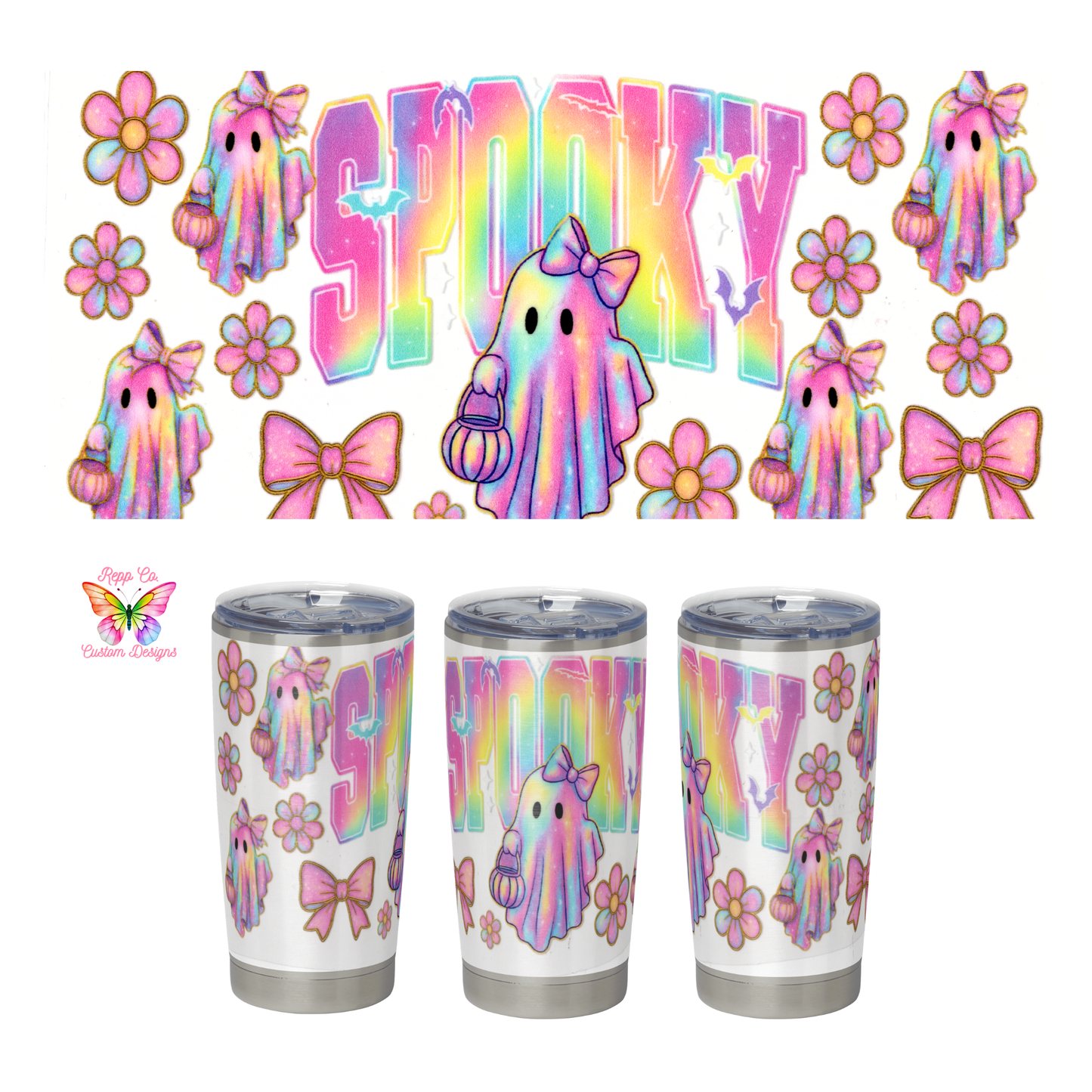 Neon Spooky Ghosts Full Wrap